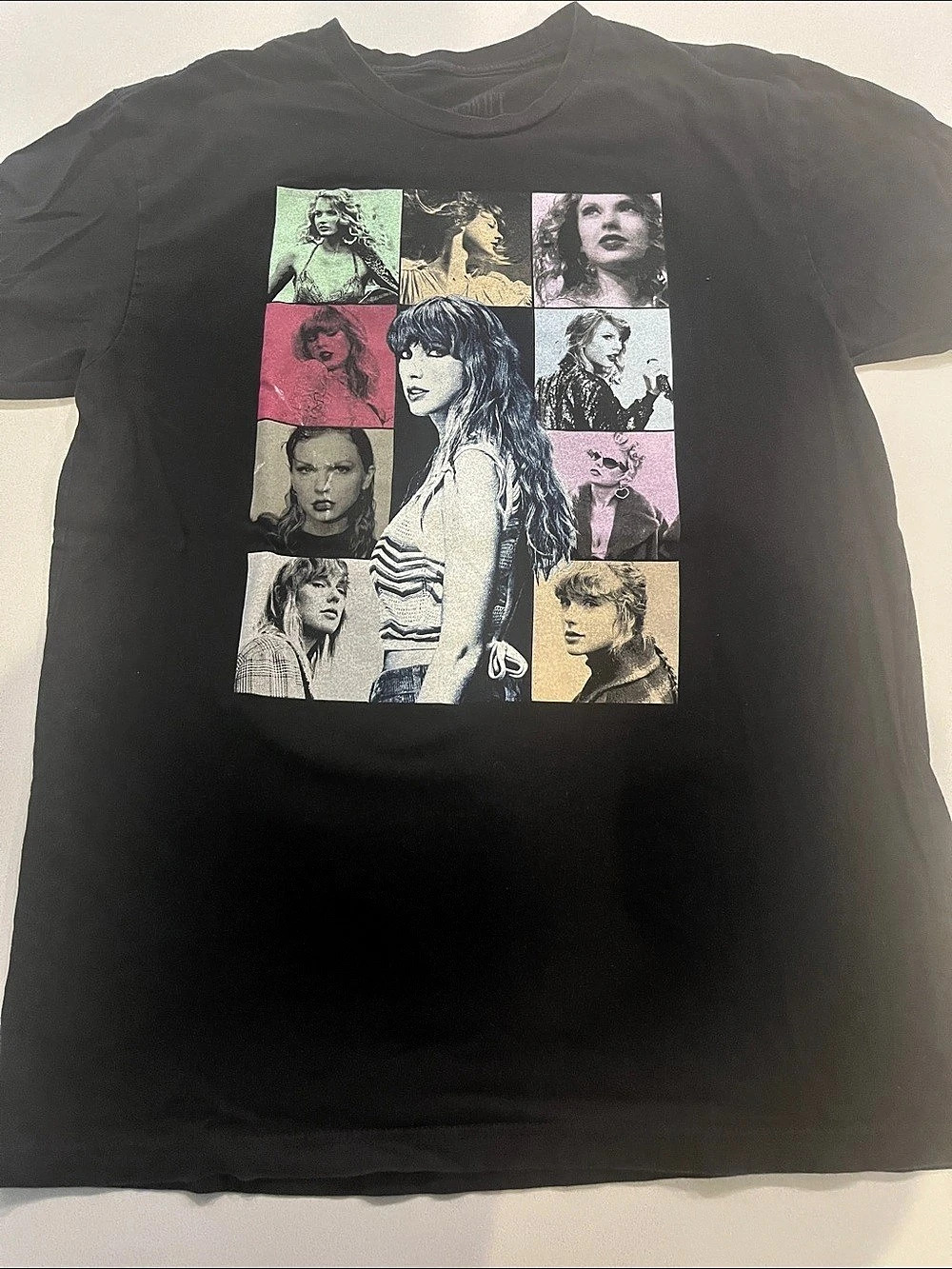 Taylor Swift The Eras Tour Photo Collage T-Shirt Black Large